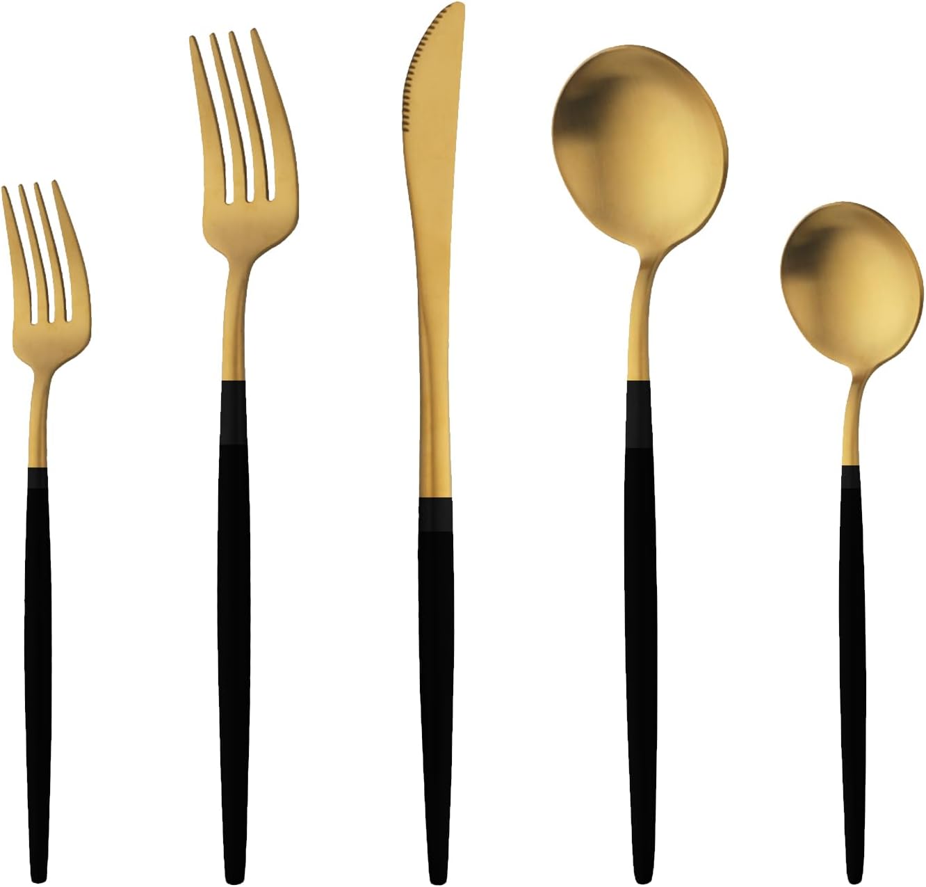 40 Pieces Matte Black Silverware Set, Stainless Steel Black Flatware Set for 8, Satin Finish Spoons and Forks Silverware Set, Black Cutlery Utensils Set, Dishwasher Safe