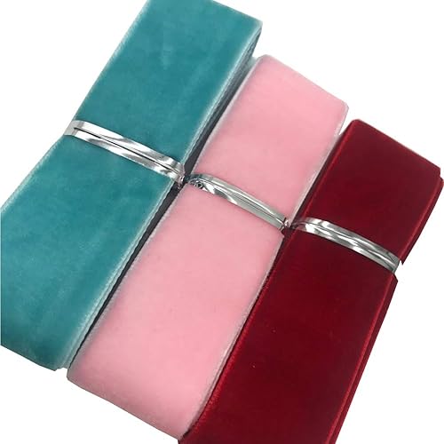 Vista 96 de Bobina de cinta de terciopelo de 10 yardas, disponible en muchos colores Rojo