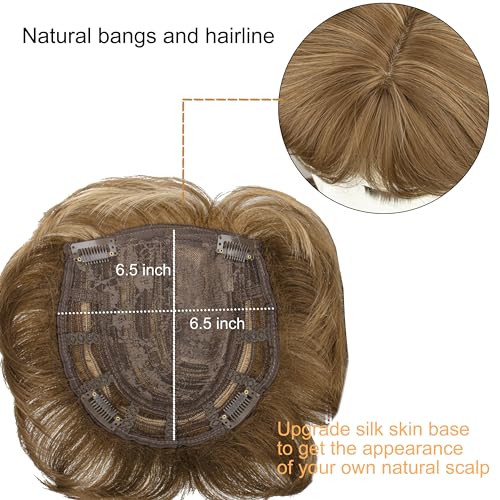 Image of PORSMEER Hair Toppers for Women Hair Topper Short Pixie Cut Toppers Hair Pieces for Women with Thinning Hair Synthetic Toppers for Thin Hair Hair Topper Wiglets (Medium golden brown)