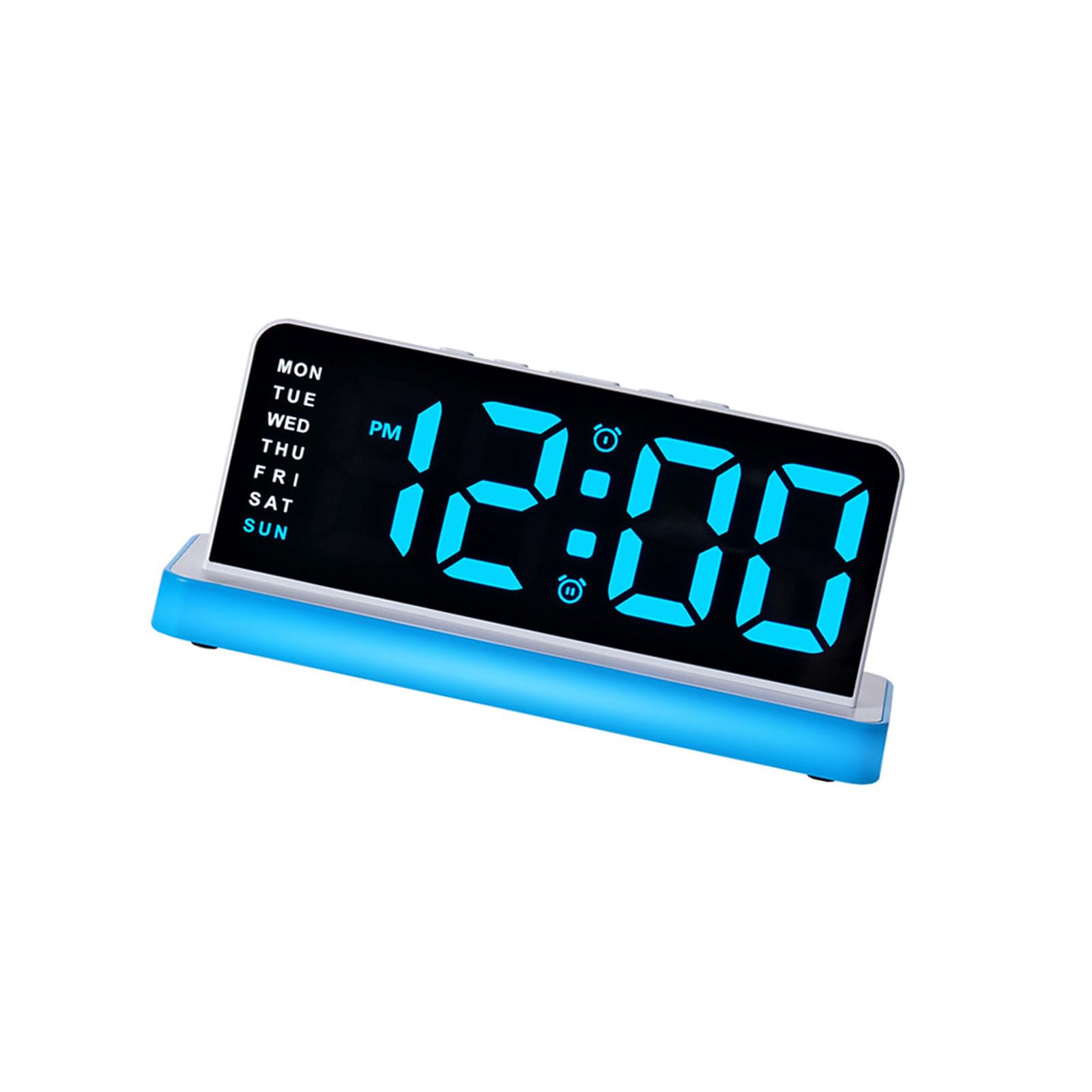Shntig Blue Bedside Alarm Clock With Large Number Led Screen And Gentle Night Light For Bedroom Nightstands And Desks Alarm Clock Bedside Led Night Light Weekday Display Large Number Bedroom Desk Sleep Routine Up
