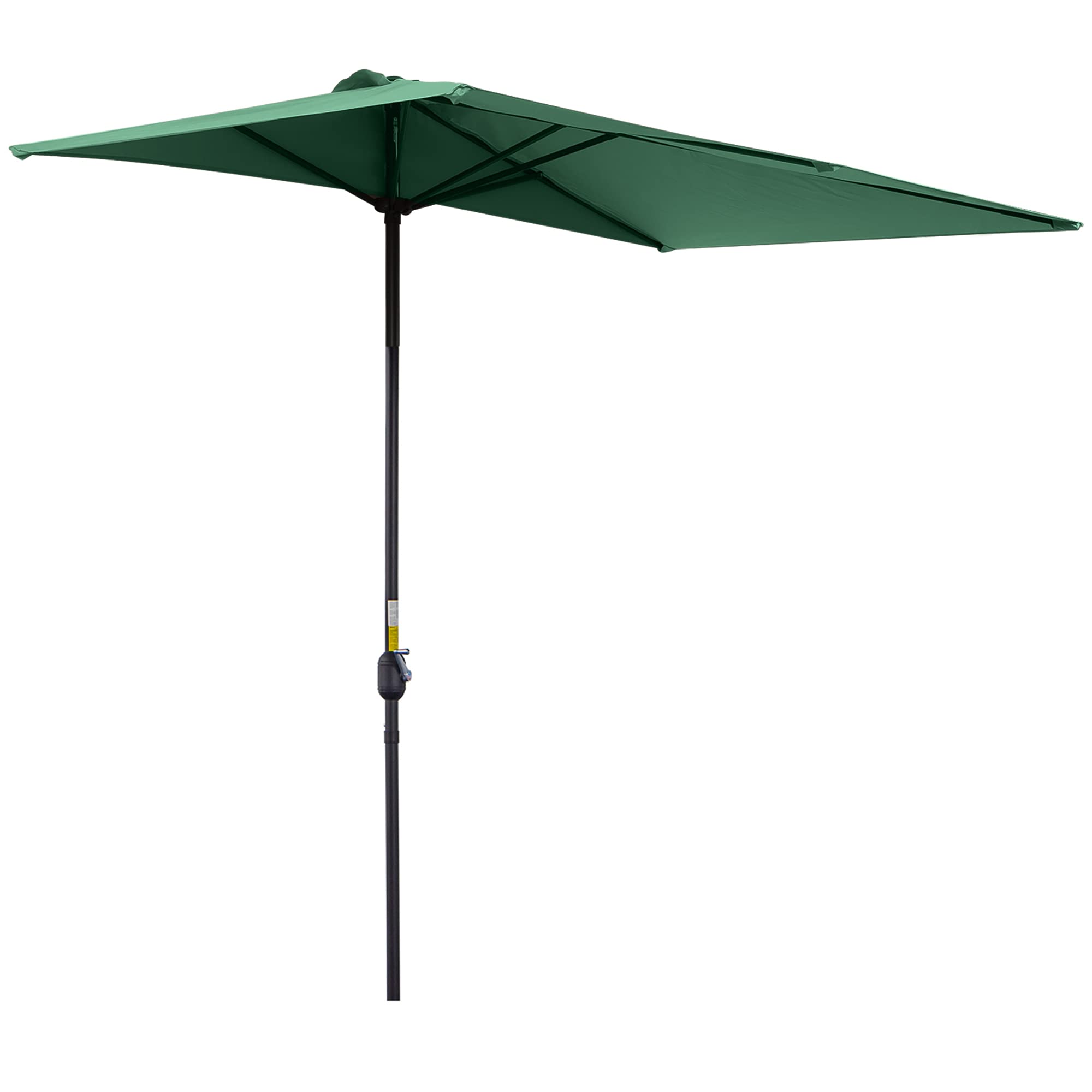 Outsunny 2.3M Garden Balcony Half Round Umbrella Metal Parasol Umbrella Green
