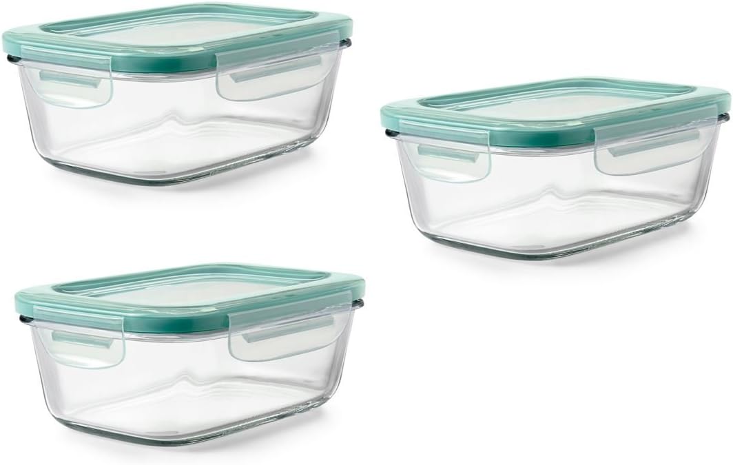 OXO Good Grips 3 Piece SNAP Glass Container Meal Prep Set