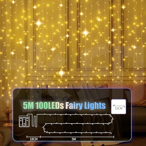 CNMTCCO Fairy Lights, 50 LEDs Battery Operated String Lights for Indoor Outdoor Bedroom Lighting, Wedding Decor, Party, Garden, Christmas, Tree Decoration (5M/16.4FT Warm White) - Image 3