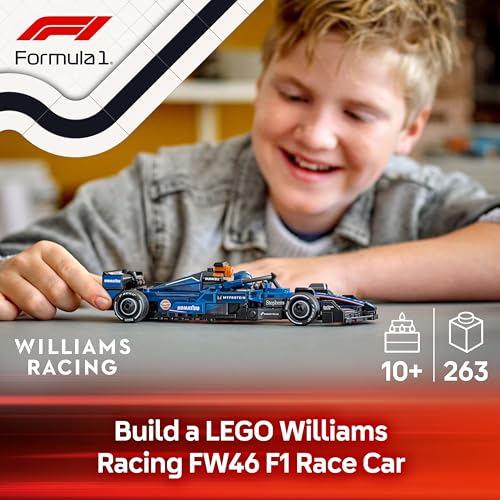 LEGO Speed Champions Williams Racing FW46 F1 Race Car Toy with a Collectible Formula 1 Driver Minifigure - Model Kits for 10+ Year Old Boys & Girls or Adult Motorsport Fans 77249