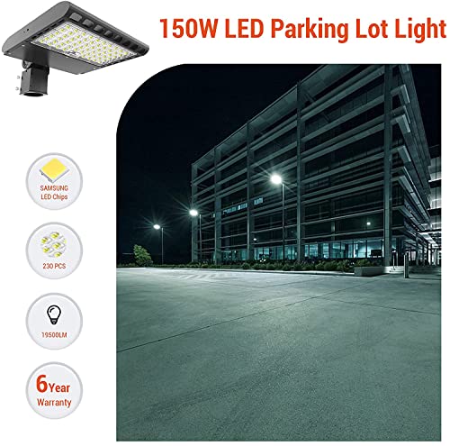 Adiding Led Parking Lot Lights 150W 5700K Led Dusk To Dawn Outdoor Lighting-19500Lm [600W Hid/Hps Equiv] Shoebox Area Street Light Ul Dlc Certified Ip66 Pole Bright Area Light With Photocell Sensor #TOP2