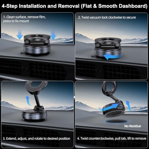 Image of Jikasho Magnetic Phone Holder for Car, Suction Cup Phone Mount for Magsafe | 360 Adjustable Vacuum Car Phone Mount, Hands-Free Phone Holders for Your Car for iPhone 17 Pro Max 16 15 14 13 12 Air Plus