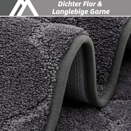 COSY HOMEER Küchenteppich, 50 x 200 cm Küchenläufer rutschfest, Teppich Küche Waschbar, Teppichläufer Flur, Teppich Läufer für Küche, Flur, Wohnraum, Dunkelgrau