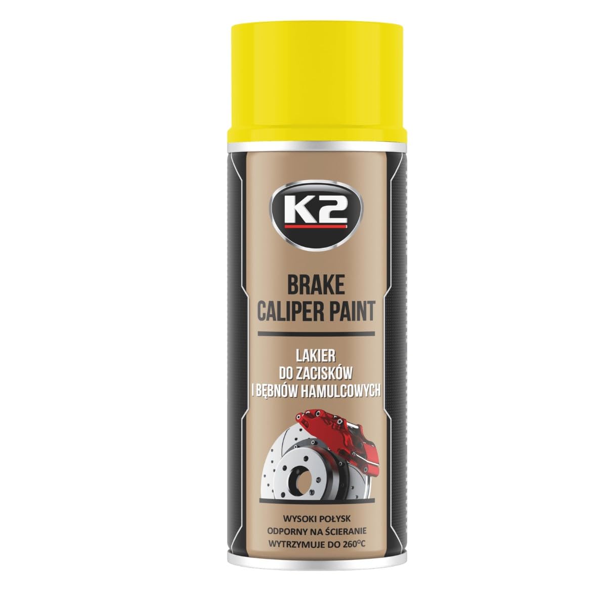 K2 Pintura para Pinzas de Freno Anticalórica Pack de 12 Color Amarillo Alta Resistencia a Temperaturas hasta +260°C 400 ML