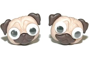 Adorable Pug Face Stud Earrings with Jiggly Eyes