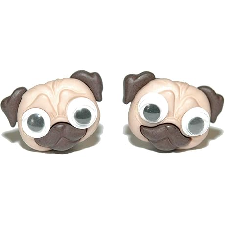 Adorable Pug Face Stud Earrings with Jiggly Eyes
