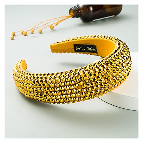 Tocado de cristal barroco multicolor con pedrería y diadema de esponja ancha de fiesta