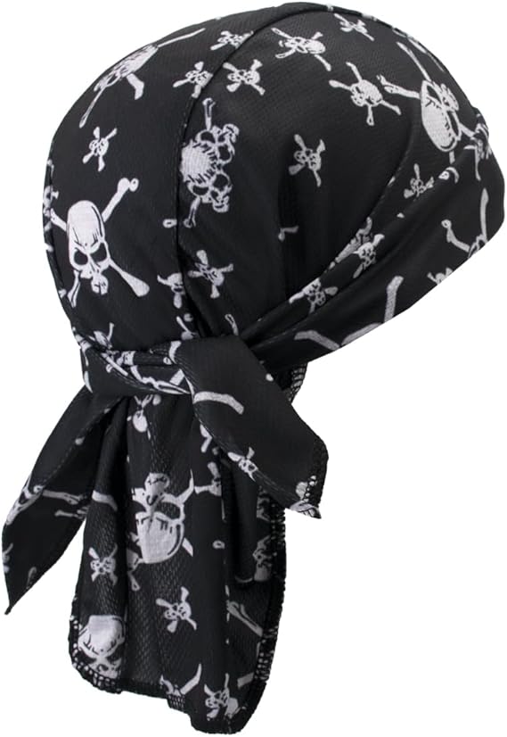 Sweat Wicking Do Rags Skull Caps, Cooling Hip Hop Hat, Beanie Durag Motorcycle Head Wrap Doo Rag Liner for Men Women