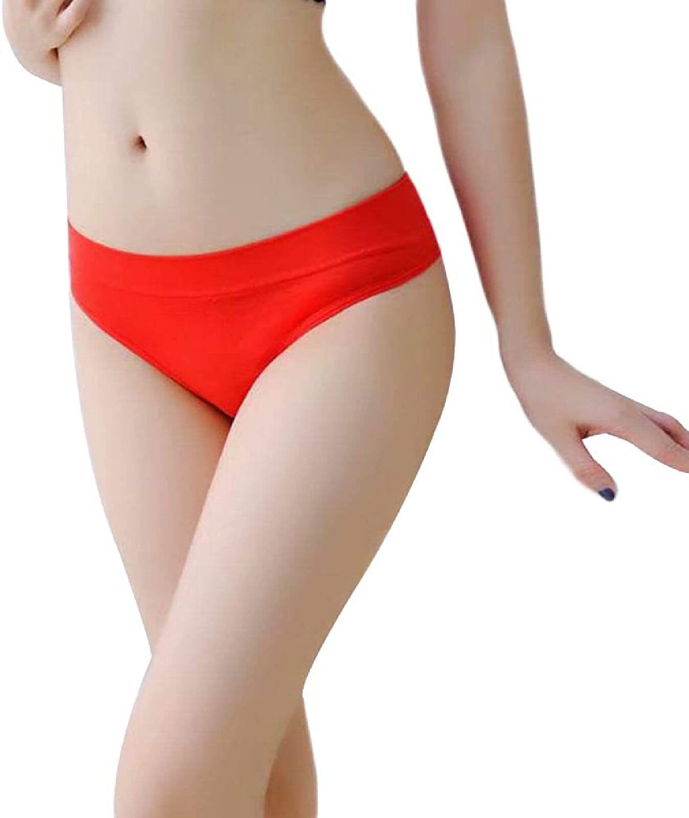 Malovecf2 Pack Seamless Women's Panties Body Pants Hip Thongs Low Waist Sexy Knickers Lingerie Underwear Red, One Size L