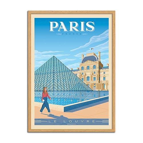 WALL EDITIONS Art-Poster - Paris Louvre Museum - Olahoop Travel Poster - Format 50 x 70 cm