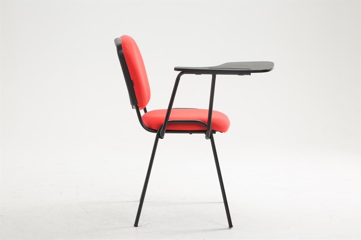Silla Confidente Ken con Brazo Extensible y Pala Flexible para Escritura, Apuntes y Conferencia, Color Rojo