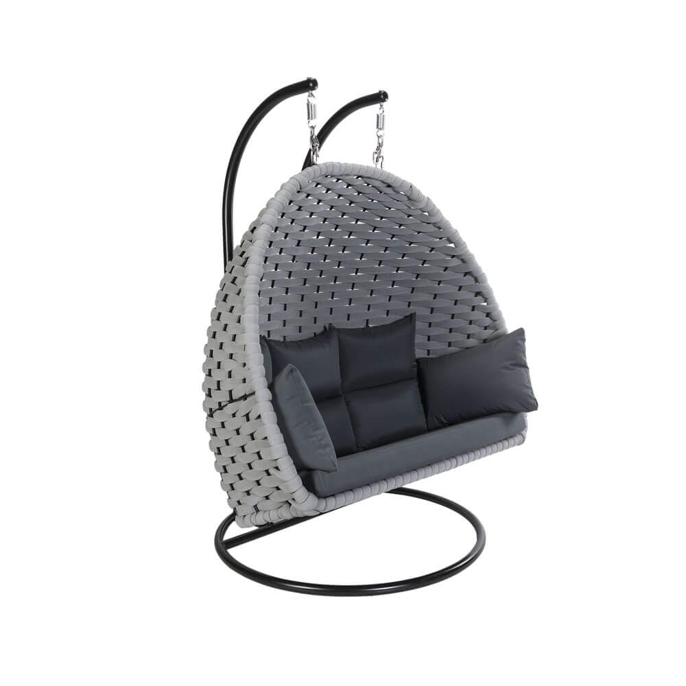 HOME DELUXE Poltrona sospesa in corda intrecciata CADEIRA grigio chiaro – 2 posti | poltrona sospesa con corda corda corda di corda