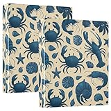 Archivador de presentación personalizado con 3 anillas en forma de cangrejo azul, 31,5 x 27 x 6 cm, 200 hojas