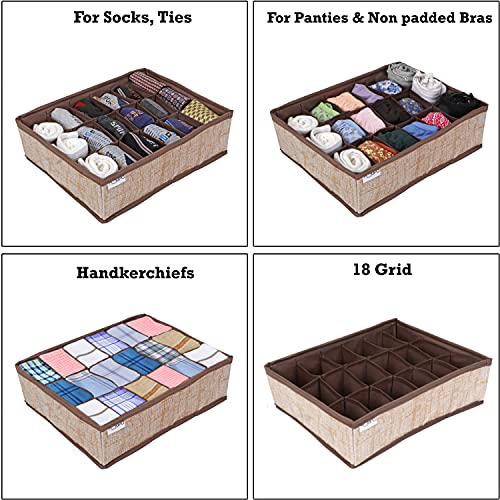 Image of HOKIPO Non - Woven Fabric Undergarment Organizer Storage Box For Drawers Bra Panty Socks Tie Lingerie Organizer For Wardrobe (In-333), Drawer Organizers