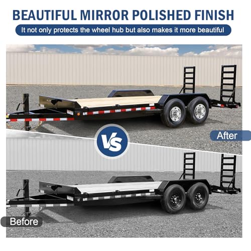 Image of hightall 16 Wheel Simulators, Stainless Steel Trailer Hubcaps,Polished Surface,Bolts On Wheel Cover Set Compatible with Single Wheel Tandem Trailer 16In 8Lug 7 Oval Hh Dotliner