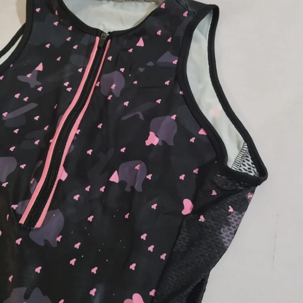 CYTSH Triatlón de Mujer Traje Traje de Ciclismo Traje sin Mangas Bike Body con Bolsillos Gel 9D Almohadilla MTB Traje de Uniforme de Equipo
