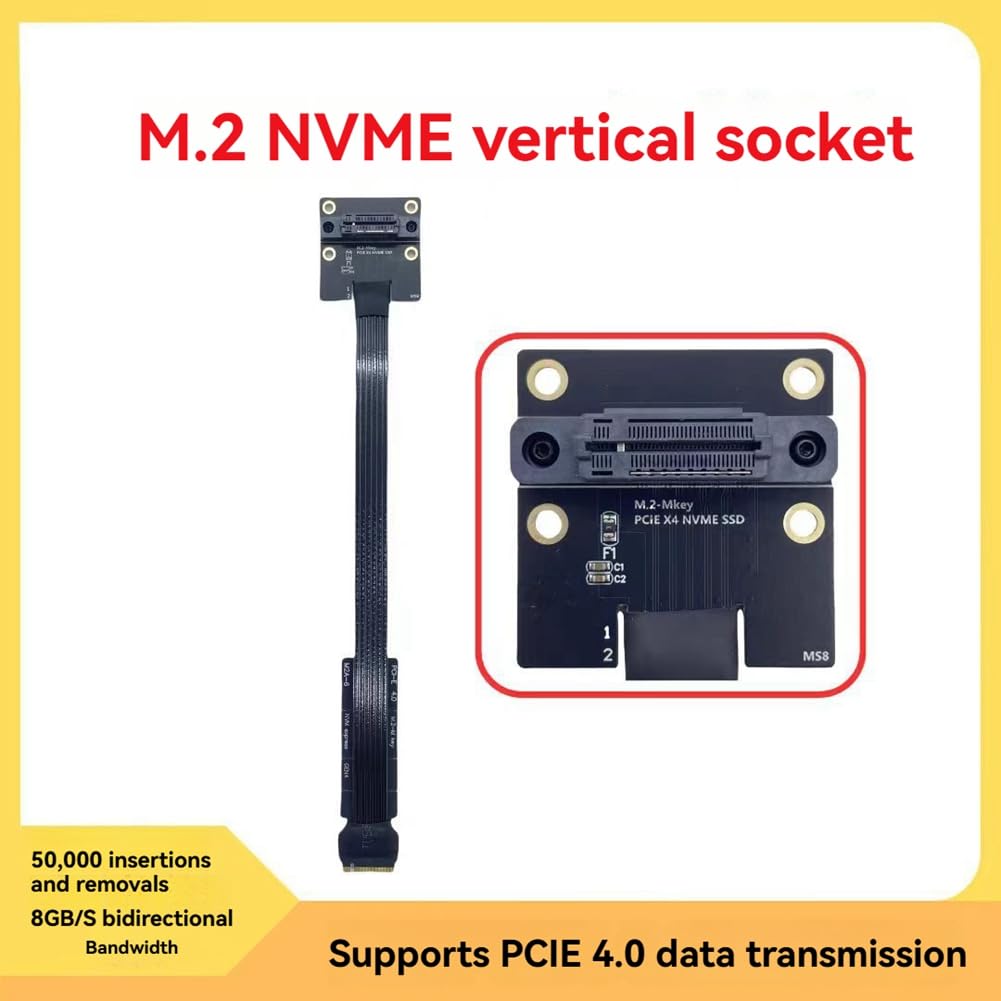 M. 2 M-EKY szybki kabel przedłużający do PCIe 4.0 M. 2 NVMe SSD posrebrzany drut projekt M. 2 gniazdo pionowe 30 cm