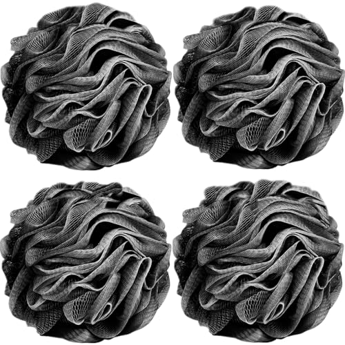 Image of Fu Store Loofah Sponge Shower Loofahs 4 Colors Bath Sponges Body Scrubbers | Mesh Balls 50g Luffa for Rich Lather Exfoliating Wash Back Scrubber Bathroom Men Women 4 Pack Cleaning Bathing Accessories