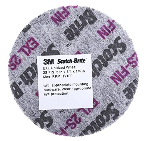 Scotch-Brite EXL Unitized Wheel, Silicon Carbide, 12100 rpm, 3" Diameter, 1/4" Arbor, 2S Fine Grit (Pack of 1)
