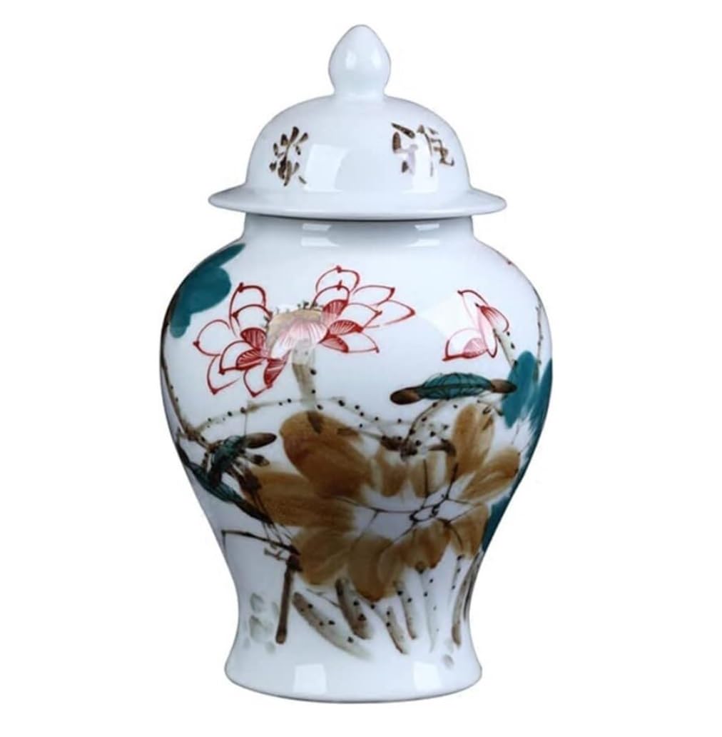 SBJKLYRN ceramic jar， Vintage Ceramic Ginger Jar with Lid Chinese Tradition Storage Jar Decorative Porcelain Jars Temple Jar Temple Jar
