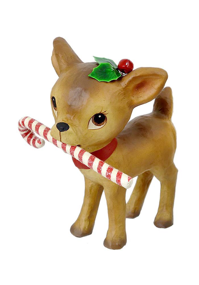 Bethany Lowe Folk Style Paper Maché Reindeer Figurine