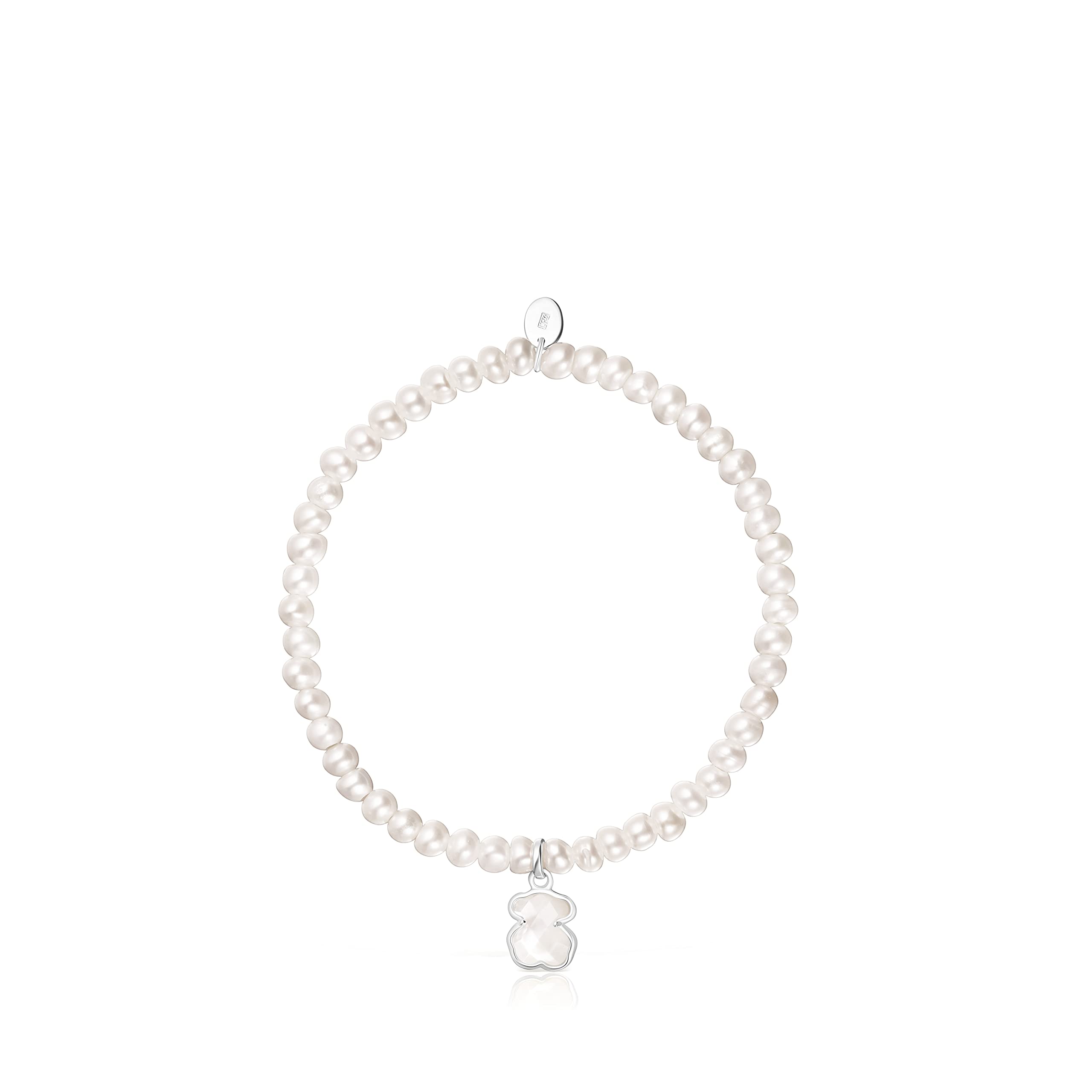 TOUS Elastisches Damenarmband aus Perlmutt mit Bärenmotiv aus Sterlingsilber 0,9 cm, Classic and Pure, Icon Color Collection
