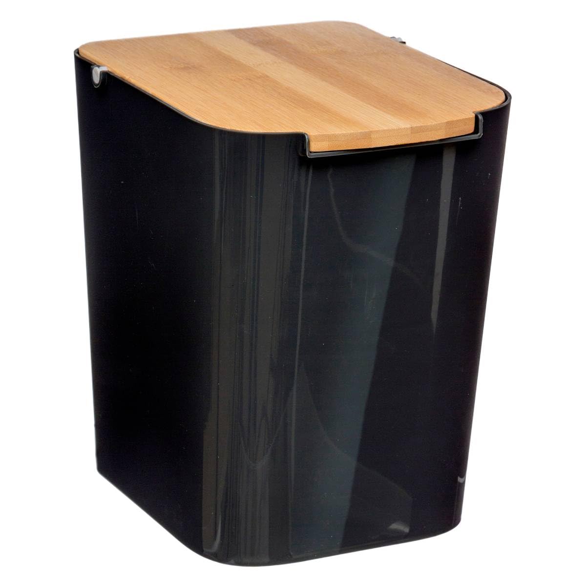 5 five simply smart 5five - Poubelle à Couvercle Bambou 5l naturéo Noir
