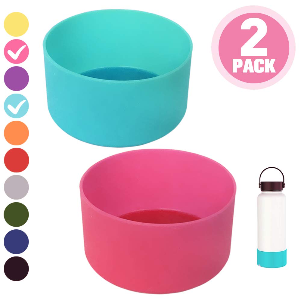 Mesti Protective Silicone Sleeve Compatible with 12 oz - 40 oz Hydro Flask Water Bottles,BPA Free Anti-Slip Bottom Silicone Sleeve Cover 2 Pack