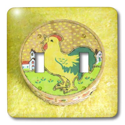 Interrupteur à bascule avec mignon poulet et grange au design rustique - 2