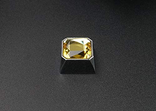 Mugen Custom Metal Yellow Gemstone Gem Keycaps for Cherry MX Switches - Fits Most Mechanical Gaming Keyboards - with Keycap Puller