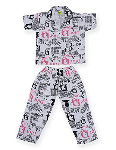 Image of A Little Swag Cotton Printed Night Dress Soft Night Suit Sleepwear Nightwear Set Unisex Kids Wear