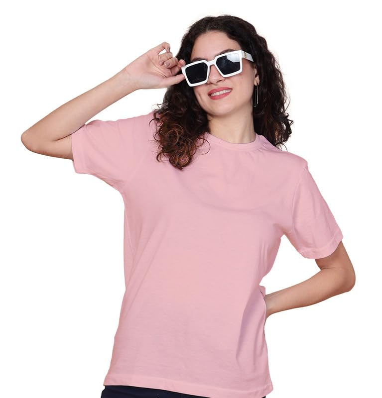 Image of Sleepynuts Women Boyfriend Plain Round Neck Half Sleeve T-Shirt