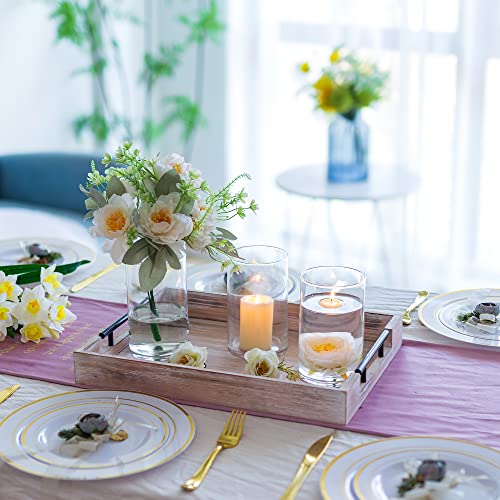 12 x Zylinder Glas Vase für Hochzeit Deko, Hewory Kerzenhalter Glaszylinder Set Modern Blumen Vasen Set Tulpen Trockenblumen, Kerzenständer Windlicht für Stumpenkerzen Teelicht schwimmkerzen