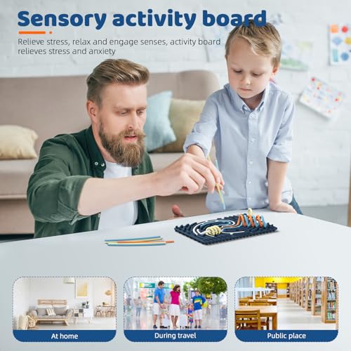 Sensory Activity Board: Ednzion Double-Sided Silicone Fidget Toy for Kids & Adults | Silent, No Mess, Calming for Anxiety, ADHD & Autism | Portable with Travel Bag & 20 Strings | Ages 3+ - Image 4