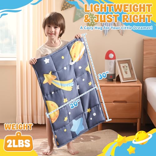 anfie Weighted Lap Pad 2 Pounds, Weighted Blanket Kids(20"*30") Cooling Blanket for Sleeping,Weighted Throw Blanket for Travel Indoor Outdoor(Grey Moon)