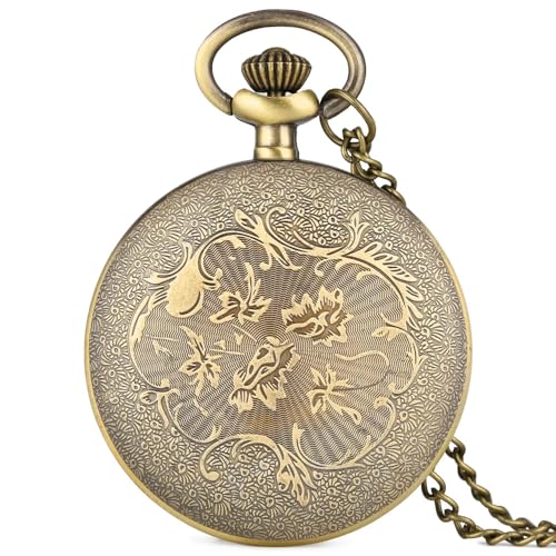 Image of Vintage Quartz Pocket Watches for Men with Chains, Analog Pocket Watch for Women, Gifts for Dad /Grandpa Gifts for Him for Birthday