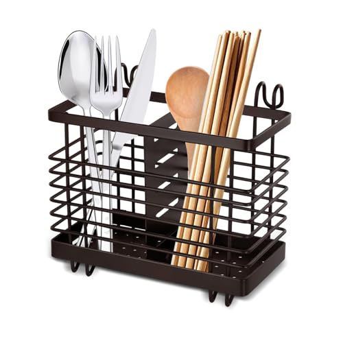 Yeqqzq Cutlery Drainer Anti-Rust Sink Tidy Kitchen Utensil Holder Stainless Steel Cutlery Storage Rack for Fork Chopsticks