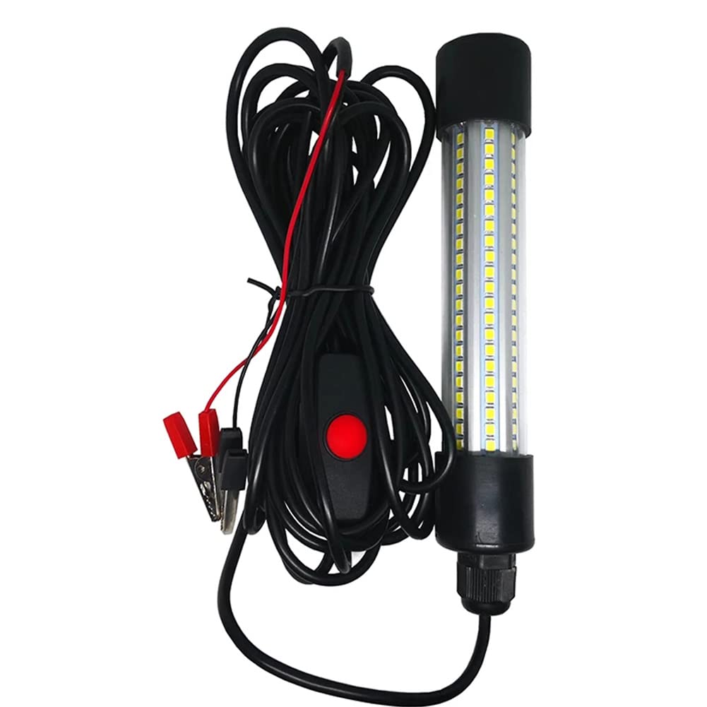 Luce di Pesca Subacquea, IP68 LED Cattura Pesci notturni, Luce di Pesca della zattera, 12V-24V 13W, con 5M Cavo e Clip di Coccodrillo, Colore Verde/Blu/Bianco Opzionale