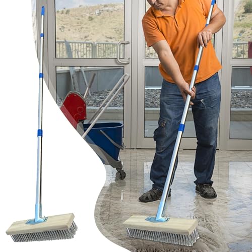 Betonbürste | Steife Borstenbesen für Beton - Schwerlast Outdoor Schrubben Werkzeug Außen Moosentferner für Pflastersteine, Moosentfernung, Algen – Bild 4