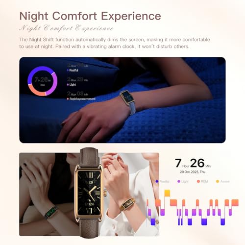 Elegant Smart Watch for Women Fitness Tracker with Step Counter Calorie Tracker Heart Rate Monitor Sleep Tracker IP68 Waterproof Activity Tracker Bracelet with AMOLED Touchscreen for iOS Android — view 4