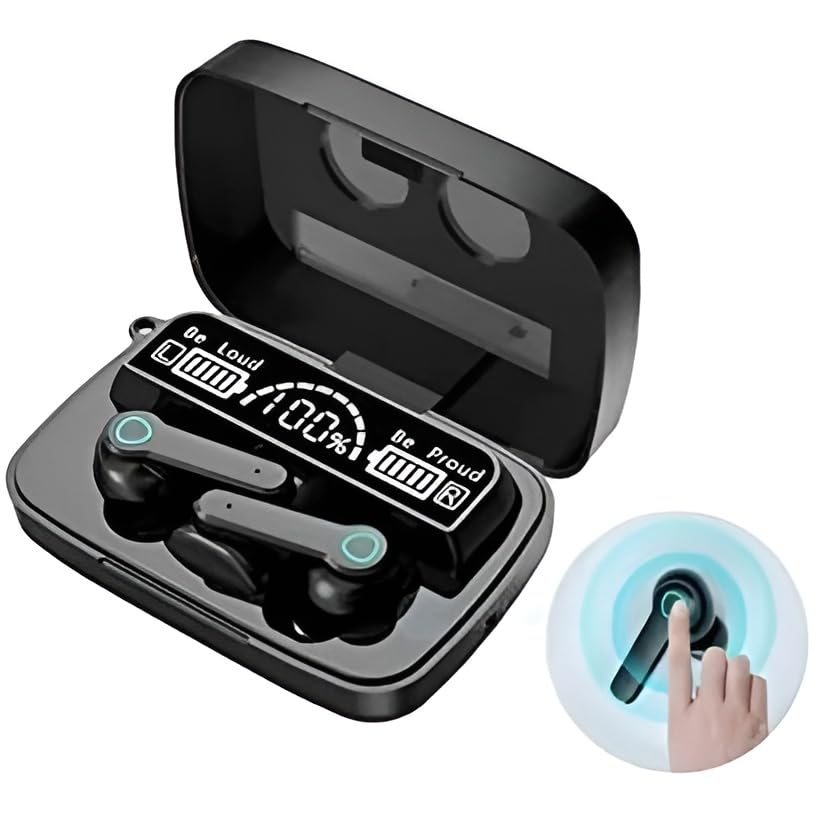 Image of M19 Waterproof True Wireless Earbuds with LED Display, One-Touch Operation, Black