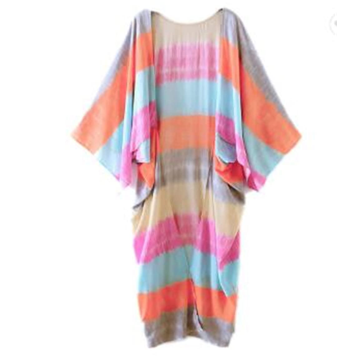 Dninmim Traje de baño vintage con manga de murciélago para mujer, estilo kimono, Como se muestra en la imagen, XXL