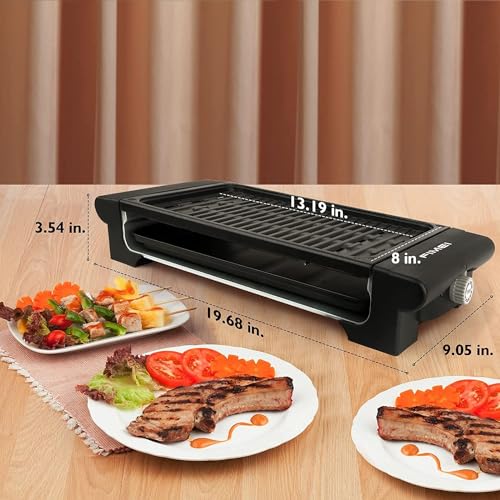 FIMEI Electric Grill 1400W, Non-Stick Electric Smokeless Barbecue Grill with 6 Gear Temperature Adjustment, Easy Clean, Suitable for Outdoor and Indoor barbecue, Family Party BBQ - Image 7