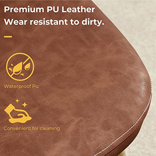 Greenforest Dining Chairs Set Of 4, Mid Century Dining Kitchen Room Chairs, Modern Upholstered Dining Chairs With Soft Faux Leather Cushion Seat And Metal Legs, Side Chairs For Living Room, Dark Brown #TOP1