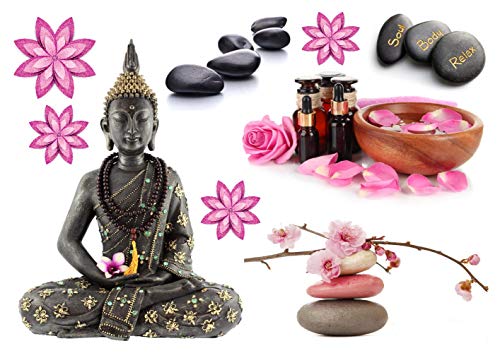 Planche stickers zen muraux mural scrapbooking enfants adultes maison cuisine salle de bain salon chambre bureau mur porte lit meuble vitre miroir boite mug autocollant waterproof A4