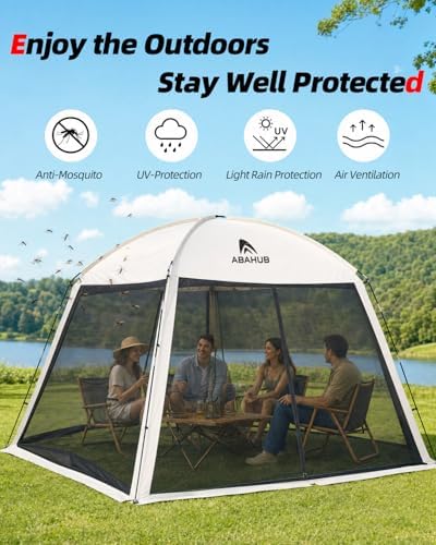 Abahub Portable Screen House Tent for 4-6 Person, 9.8x9.8x6.7 ft, White Detail